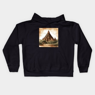 Historical illustration of Bagan, Myanmar Kids Hoodie